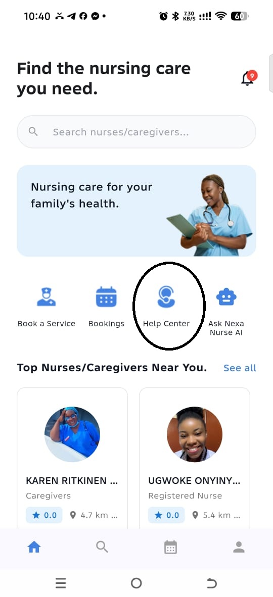 How to Contact Nexa Nurse Support Through the App