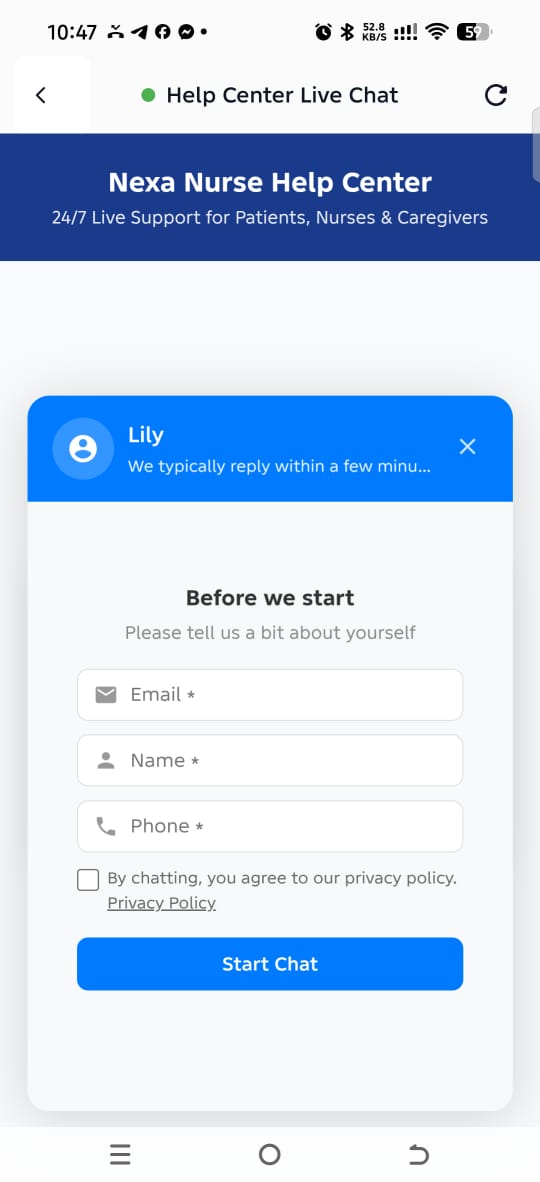 How to Contact Nexa Nurse Support Through the App